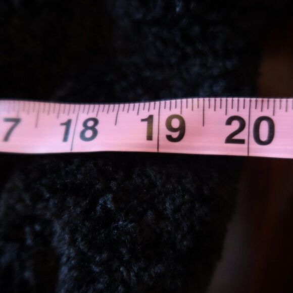 FRYE sherpa teddy long coat black faux fur belted lapel winter pockets small - Picture 8 of 9